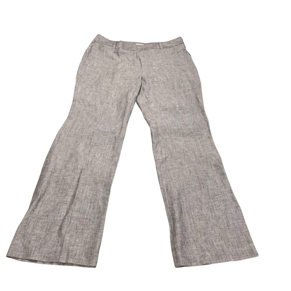 Madison Womens Gray Wide Leg Office Dress Linen Pants 14 Resort Vacation NWT